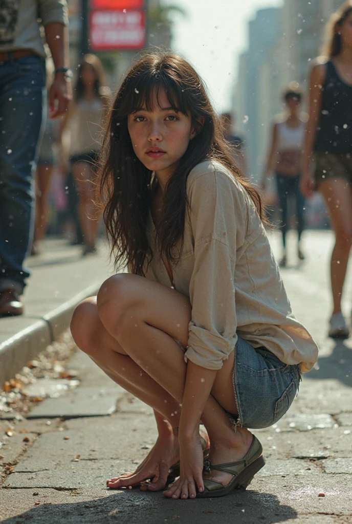 Woman riding a Harley,Long black hair with red highlights, Full Scene Shot, Highest quality, sunset, Step Path, The wind is blowing,Looking up at the sky, Beautiful woman, Outdoor Scene, Natural scenery, bikini, Umbilical cord prolapse, Wearing low rise denim shorts,Cross Belt、Highly detailed face and skin texture, Fine grain,, whole body, Octane Rendering,Two-tone lighting,wide aperture,Low ISO,White balance