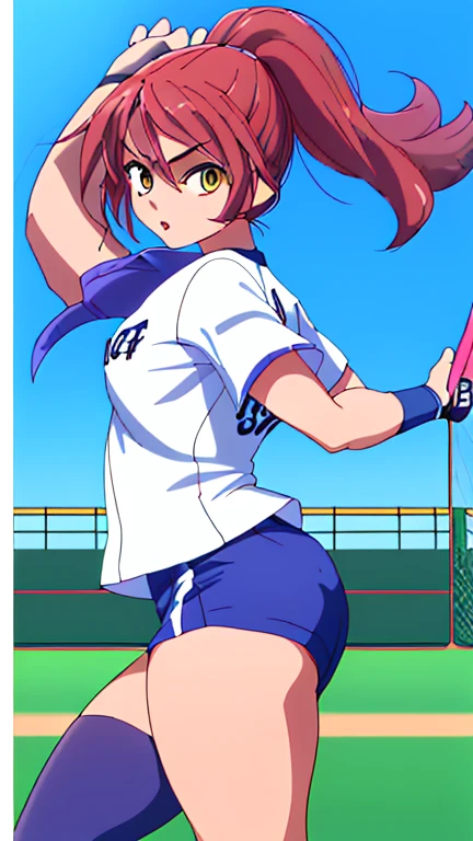 tennis girl's massive rear butt cheeks out of bottomless slutty mini skirt out bare, bent over showing her butt, sleeved hands hidden down, blindfold