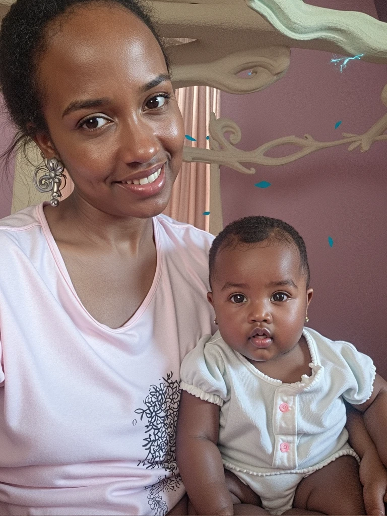 Negroid、female、Holding a baby