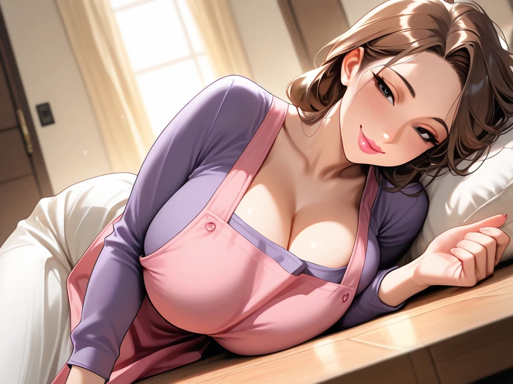 girl,my mom,long wet ponytail brown hair,he tall,sexy pose my mom,super big breast,(P cup),age 17,cheerfull,happy and smile detailed face,sexy my mom long wet shirt and skirt outfit,full body,red peach lips,squatting on home,her nose was red in home