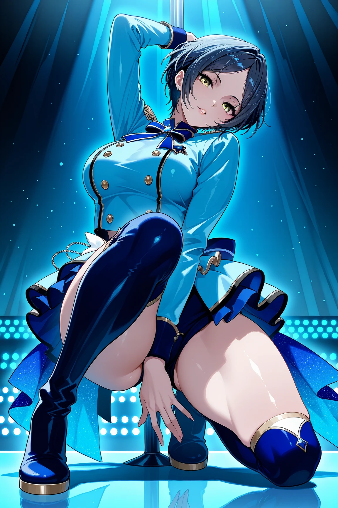 from behind,Sailor Mercury's big round butt in a diaper,(best quality,4k,highres,ultra-detailed,realistic:1.37),vivid colors,physically-based rendering,studio lighting,portrait,fantasy,blue tones,soft lighting, anus, ((anus peek))