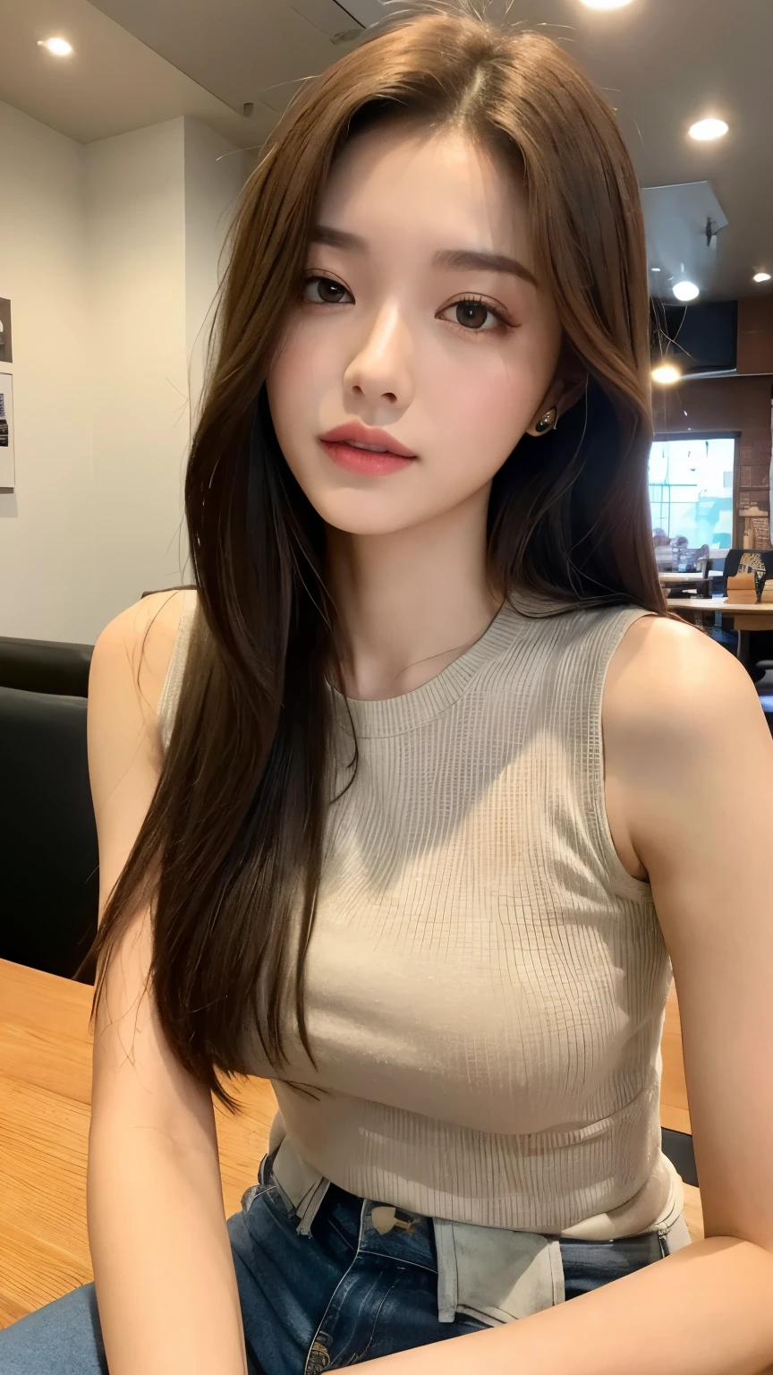 (Best quality, 8K, masutepiece, Ultra HD: 1.3), 1girl in, Big Mimi ,Light brown hair, Blunt bangs, hair behind ear, hair over shoulders, Long hair, Slender body type, ultradetail face, Delicate lips, Beautiful eyes, Double eyelids, lipsticks, thin blush ,Black eyes ,perfect glossy shiny skins,Flawless skin White skin of the ,Sparkling sweat,Catch your eye, chest,Ultra-thin pointer, Ultra-thin fingers, Shirt with collar, Tight skirts , beautifullegs ,Low heels. outside of house、Halfway through the appointment