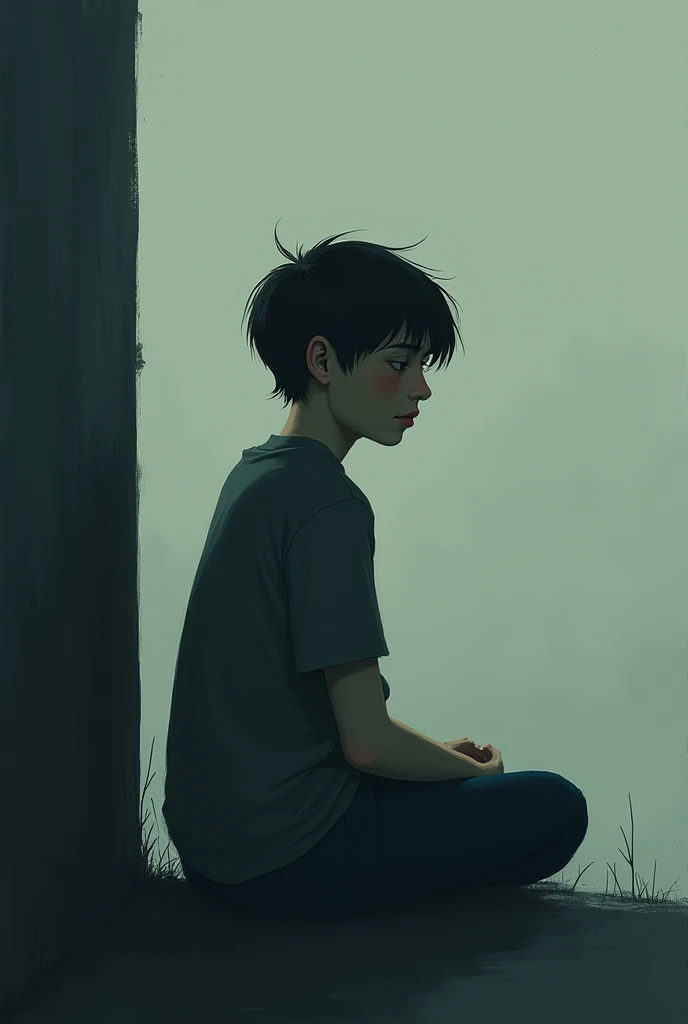 Create an image that has to do with a teenage boy sitting looking into nothing and on that image, This writing More than five hundred days of high school. Appropriate size to put as a Wattpad cover. 512px by 800px