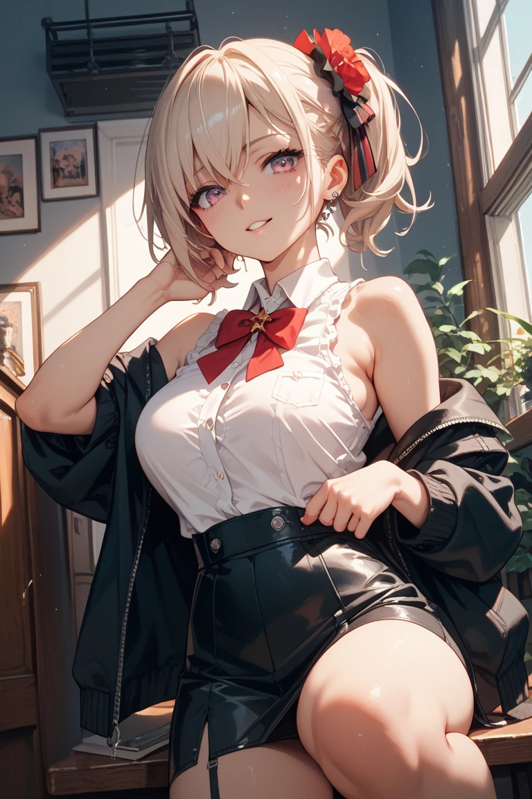 Azur Lane Ayanami、table top、High resolution、2 people、2 people girl、twins、2 cute girls、big and full breasts、naughty body、underwear only、See-through、pink lingerie、throw、kneel down、kneel down、Look up at me、confused face、blush、black pantyhos、navy check skirt、micro mini skirt、very short skirt、Department store、shop、Many people々、in the crowd、bare chest、show your chest、circle