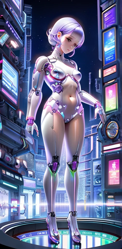 (masterpiece, best_quality, ultra-detailed, immaculate:1.3), epic, illustration, 1girl, (metallic Babycore:1.3) cute catgirl, full body, cameltoe, [:creative, casual costume design,:0.2], official art, light caucasian skin, dramatic iridescent multicolor lighting , on a  subway car, bombshell hair, muted multicolor hair, Buzz Cut, heads together<lora:EnvyBeautyMix16:1>