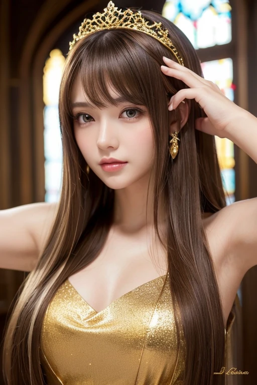Ladies in hostess clubs、Pink tweed Chanel suit(8K、highest quality、masterpiece:1.2)、(1 Female、Upper body photo:1.37)、(Genuine、photoGenuineistic:1.37)、Very detailed、1 girl、highest quality、masterpiece、Ultra-high resolution、Full body photo、(Realistic:1.4)、、Detailed face、Brown eyes、Pop Dress、引き締まったbody、、Provocative wink、Full body angle、Short Hair、Golden semi-long hair、Beautiful Japanese actresses、Cinema Lighting, Realistically,highest quality, Complex CGI,highly Detailed face,High Detail Eyes,(Realistic、Realistic)、Beautiful Japanese actresses、Short-haired、Cinematic Light, Realistically, highest quality, Complex CGI,非常にDetailed face,High Detail Eyes,cute、 (Perfect beautiful pretty face:1.15)、Golden semi-long hairの髪、(Golden semi-long hair:1.5)、Floating hair、body、20-year-old woman、Brown Hair、、Brown eyes、Small Head、((M-cup fashion girl、Beautiful Eyes、Genuine face、Genuine skin、Genuine-looking face、Genuineな肌、(Small breasts)、繊細なbody型、((The background is a luxury hotel lounge))