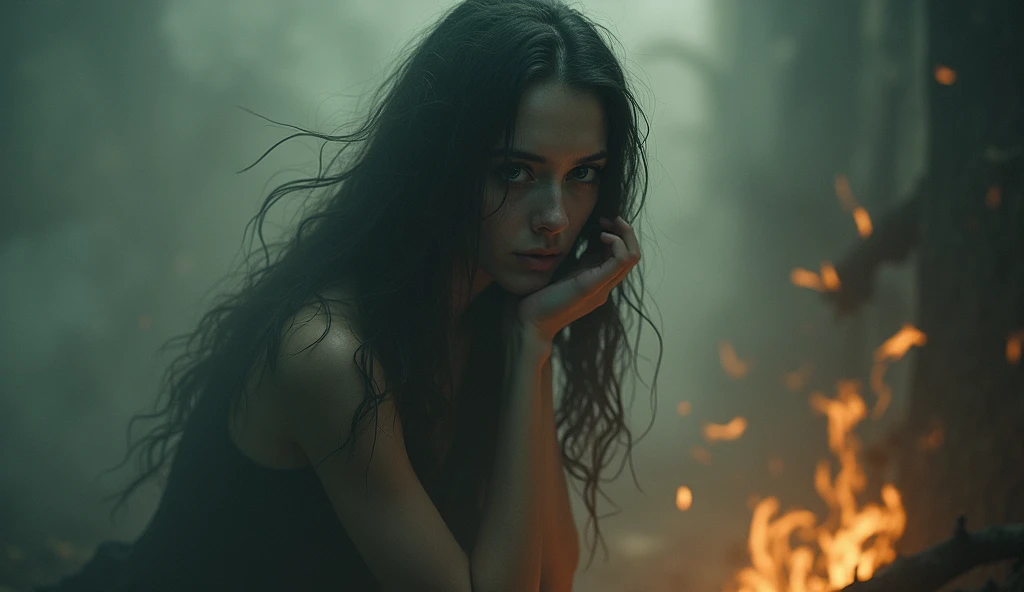 surrealist art, surreal portrait emerges from the shifting mist, revealing a figure engulfed in ethereal flames, eyes ablaze with passions yet to be discovered, inner demon, face reflecting, darkness, possesed, they embody the intensity of raw creativity, (photorealism:1.4), dreamlike, mysterious, provocative, symbolic, intricate, detailed