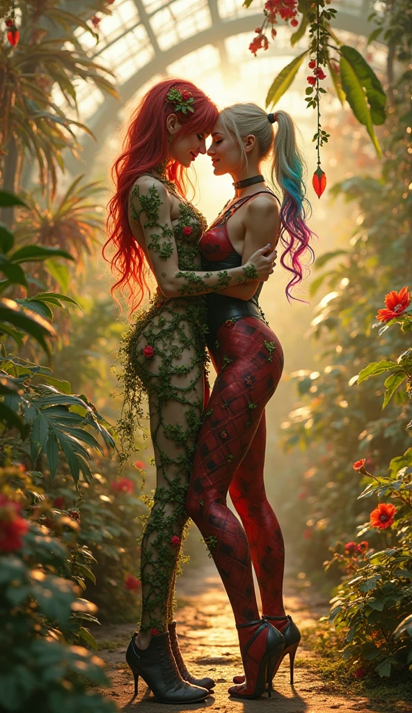 Poison ivy girl and Harley Quinn in vines