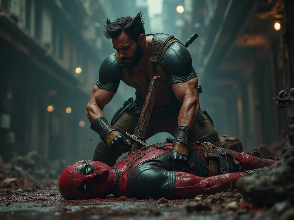 Wolverine and Deadpool having sex naked