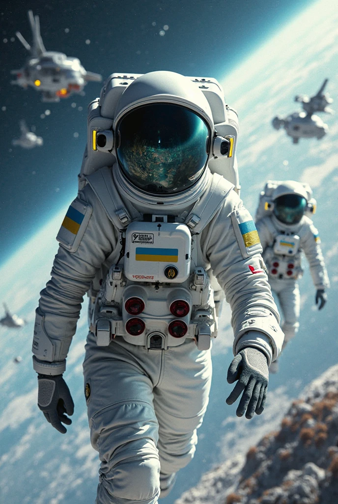 The Enchanted Astronaut: Dressed in their spacesuit, the traveling astronaut stands before the icy vastness of Boreallis-9. Their helmet reflects the stunning landscape around them, while their eyes brim with wonder at the unknown beauty that awaits. The expression on their face conveys the excitement and determination to unravel the mysteries of this distant planet.