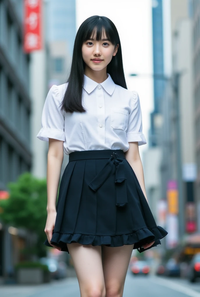  skirt lift, flat chest、kawaii、gals