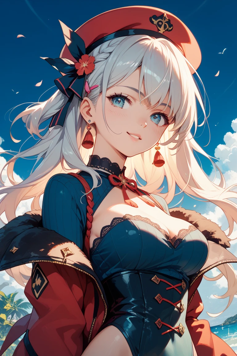 ((full body)),masterpiece, 4K, 8k, high quality, Very detailed, Detailed face, High resolution, Vibrant colors, Natural light, Best Shadow, Shallow depth of field, Portraiture (Supergirl:1.1) , ((Fall sideways to the ground)),smile, Blue leotard, Red Cape, red boots with heels, Grey Hair,delicate, Captivating blue eyes, Nice medium sized breasts, , (Superman symbol on chest:1.2), , blue sky, sunlight, cloud, sun, bloom,