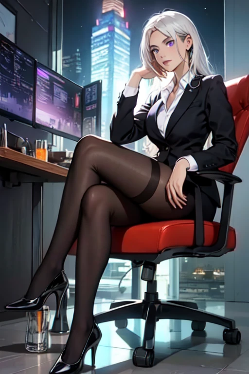 there is a woman in a suit and glasses sitting on a ledge, sexy pose, very sexy pose, seductive anime girl, beautiful anime girl squatting, anime girl cosplay, attractive pose, professional cosplay, sexy dominant pose, wearing a strict business suit, cute elegant pose, anime girl in real life, with glasses, elegant cinematic pose, sexy look, wearing tight suit