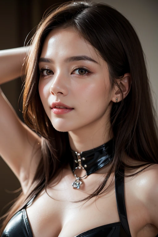 There was a woman，The face is exactly the same as that of Chinese actress Tang Yi，choker necklace、Necklaces are worn around the neck, 8K portrait rendering, Soft portrait shooting 8 K, cinematic realistic portraits, Realistic moody facial lighting, Realistic digital art 4k, 3D rendered figure art 8K, Realistic digital art 4k, 8K Realistic Digital Art, 8k artistic german bokeh, Realistic beautiful face