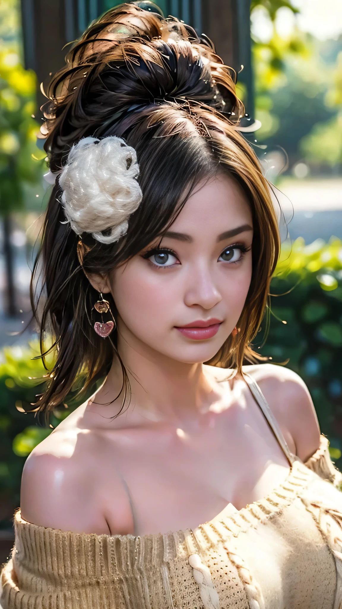 (((,Glowing Skin、realistic skin texture、 Beautiful Skin in Every Detail 、 shiny skin、 shiny skin)))、
upper body shot, ((low angle camera)),(( beautiful face:1.4)), (Purelos Face_v1: 1.0), 1 girl, writing boundary depth, focuses on the center, Focused Girl、blurry background、Beautiful Eyes, Perfect face and eyes、((Upper Body))
( night :1.8,)
early s , Black Hoodie , check mini skirt, purple collar, black face mask , earrings,
Big Breasts, thin, standing , naughty,
absolute region with to, A silly solution, Absurd Details, Best Quality, (((Natural huge breasts:1.4))), grabs chest 、 (((lightweight off-shoulder sweater with lots of heart puffs)))、white skin、((( Bitch、Sexy Bitch、ga yaru makeup)))、