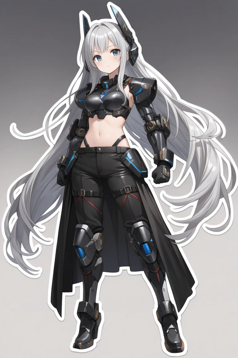 1girl,solo,white hair,long hair,armor