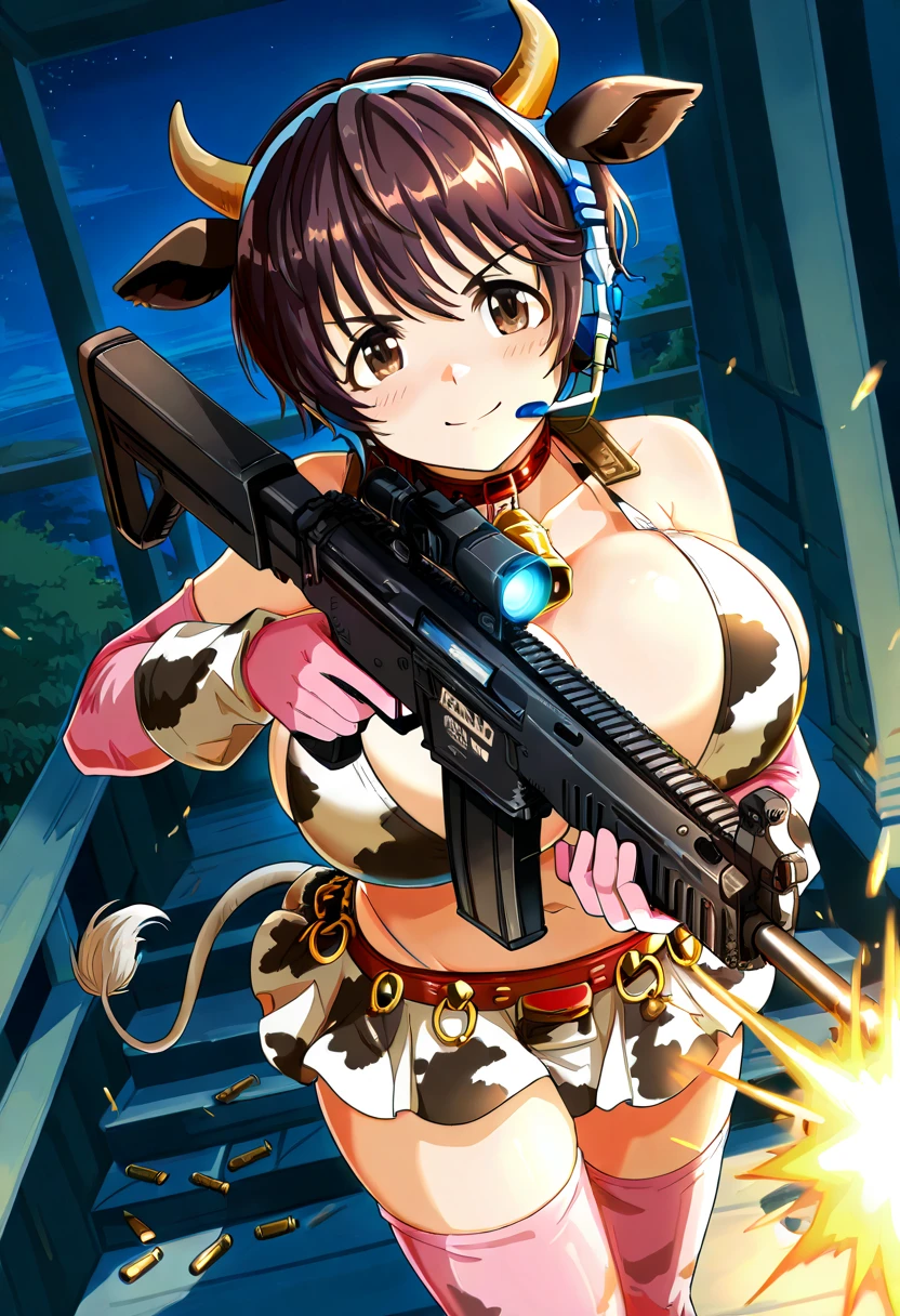 Star Wars, a chipmunk themed alien woman (sexy furry bikini, huge eyes, huge breasts, athletic, body fur, blaster pistol, cute) is sneaking up on an Imperial base. Forest
