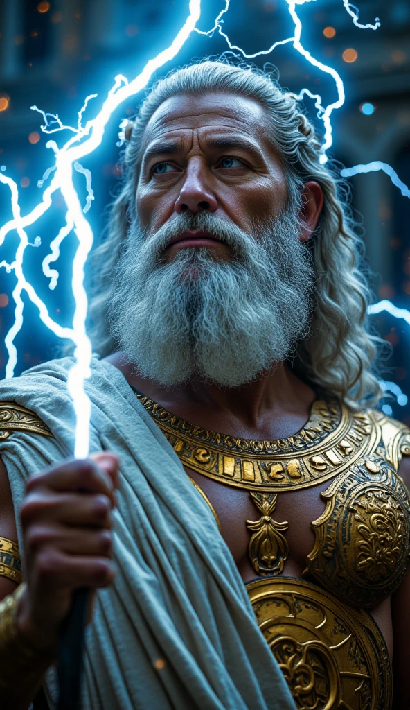 create a god with lightning in his hand