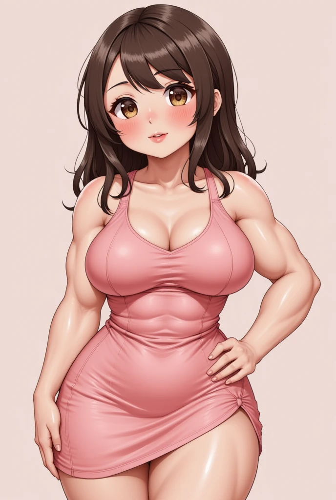 attractive korean woman, ripped muscle, muscular body, small breast, pale skin, smile(blush), nude, long skirt, thin necklace, sixpack abs, [ultra detailed skin:1.2], brown hair, long wavy hair, 8k uhd, pussy, full body, crowd, public, street, standing,