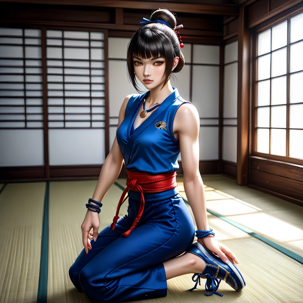 (((Full body portrait)))、(((Kneel)))、(((Kneel)))、(((A 20-year-old female police officer with a cute face like a 16-year-old idol)))、((She is in a police uniform))、((Sad expression))、((Tied up in front of a luxury lingerie store))、(((Wearing a red leather collar around his neck)))、(((the whole body is tied with a rope)))、(Artistic Expression)、Cleavage、Front image (((Tying over clothes,)), bondage, shibari:1.5, (((both arms tied))), ((bondage))、Accurate、Anatomically correct、Textured skin、Very detailed、 Attention to detail、Highest quality、High resolution、Genuine、Indistinguishable from live-action、realism、RAW Photos、masterpiece