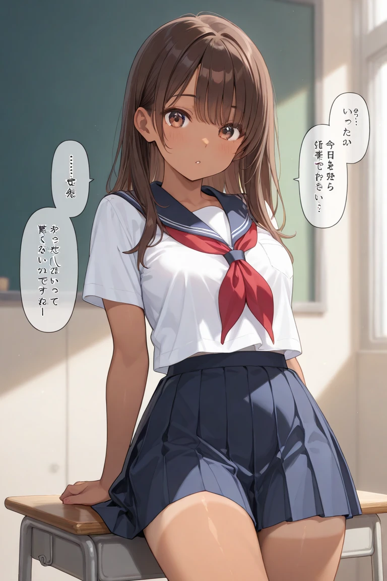 (Masterpiece, Best Quality:1.2), 1 girl, Alone,standing_to divide, Mikan Yuuki, Brown eyes, Brown hair, short hair, embarrassed face , hair ornament,wide, School, panties