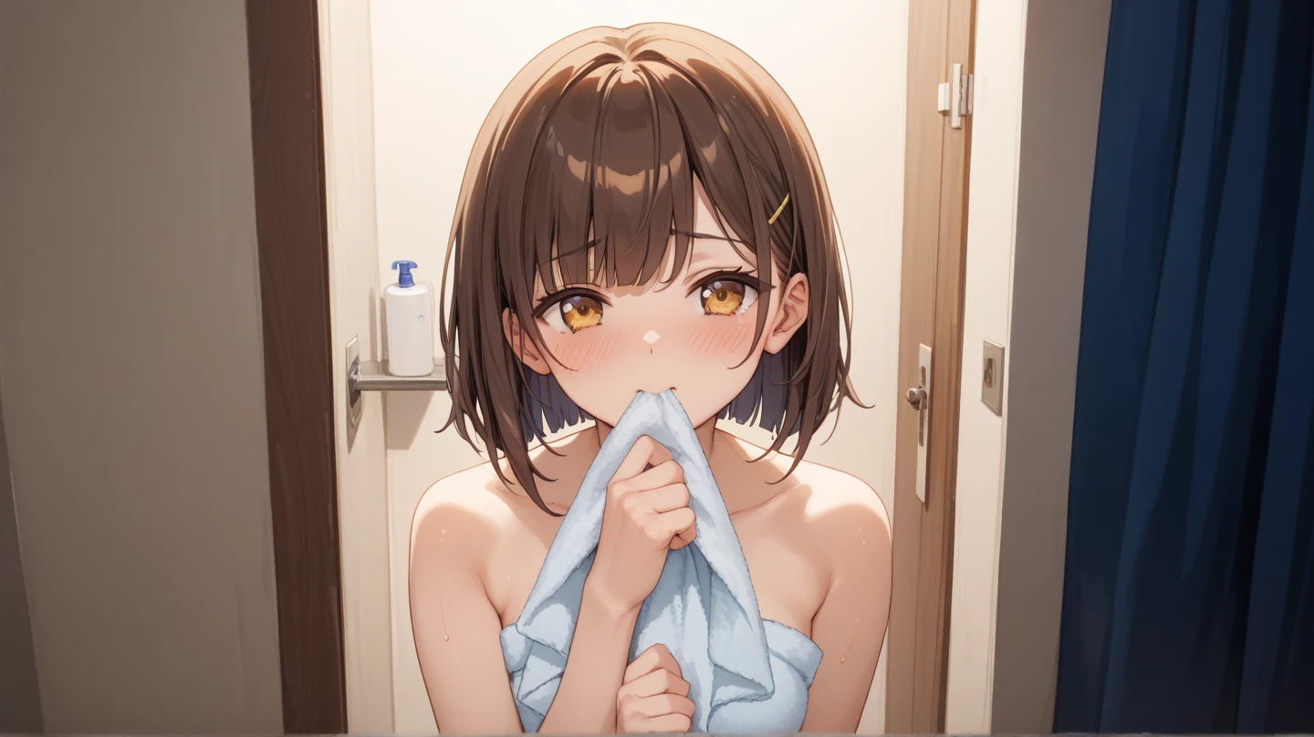 ()、nsfw,One Woman、10 yeary school students、Completely naked、(Beautiful ni)、((Small Breastsoy and 1girl, vagSex ))、(Random pose)、Shot frandom anglighest quality、Very delicate and beautiful、((Very short bangs))、((Bangs))、Light shiny brown hair、The hair is light、((Short Bob))、Cute face、Young face、Cute like an idol、Yellow Eyes、Are thin、Slim figure、Short、(Child body type)、((Lots of sweat))、Embarrassed Open Mouth、Troubled face、Red face、(Bathroom at home)、Sperm is sprayed on、、(Blowjob)