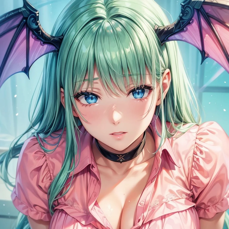 (((anime))), ((animated)), (GAL:1.3), medium hair, ,blonde hair, white hair, red eyes, (sharp eyes), (((tareme))),Pink Lip,piercing,necklace,[black skin],(gleaming skin),seductive grin smug,blush, ((((cute)))), beautiful, 1 girl, solo,(rlingerie:1.2),beautiful background,((morning)),sunlight,backlighting,masterpiece,best quality,exquisite,8k,absurdres,super fine illustration,(looking down at viewer),squashed boobs, horns, demon wings,curvey, ((beautiful detailed eyes)), on all fours, sagging boobs, big boobs, curvey