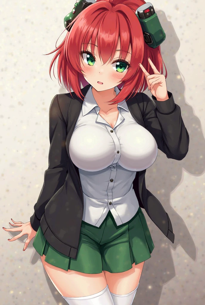 hight resolution, one piece、ナミ1girl in, 1 boy,Short hair,cum in mouth,fellatio,1boy,?????,Colossal , butterfly hair ornament, Large breasts, cleavage, be shy,Green skirt, Black cardigan,white  shirt, Collared shirt, Open your clothes, Voluptuous thighs, extra limb, extra digit / fewer digit, Looking at Viewer,