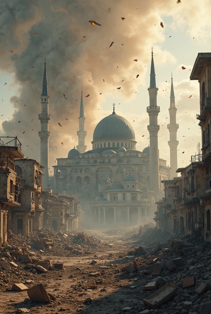 Take a picture showing the mosque being completely destroyed The mosque is completely destroyed

