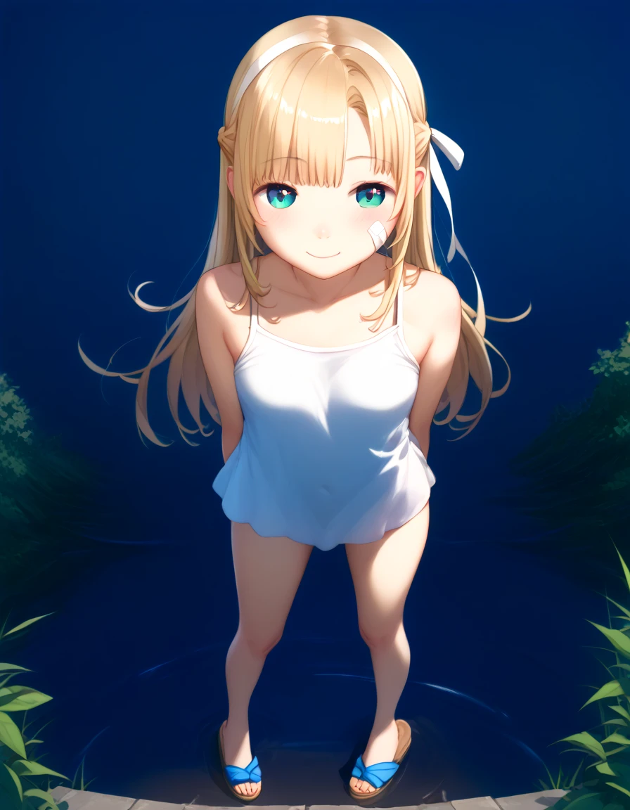 a blond、blue eyess、cute little、top-quality、embarrassed from、Red face、The long-haired、Nasty atmosphere、bus stop、、In public、fullnude、Sit up、MCharacter opening leg、