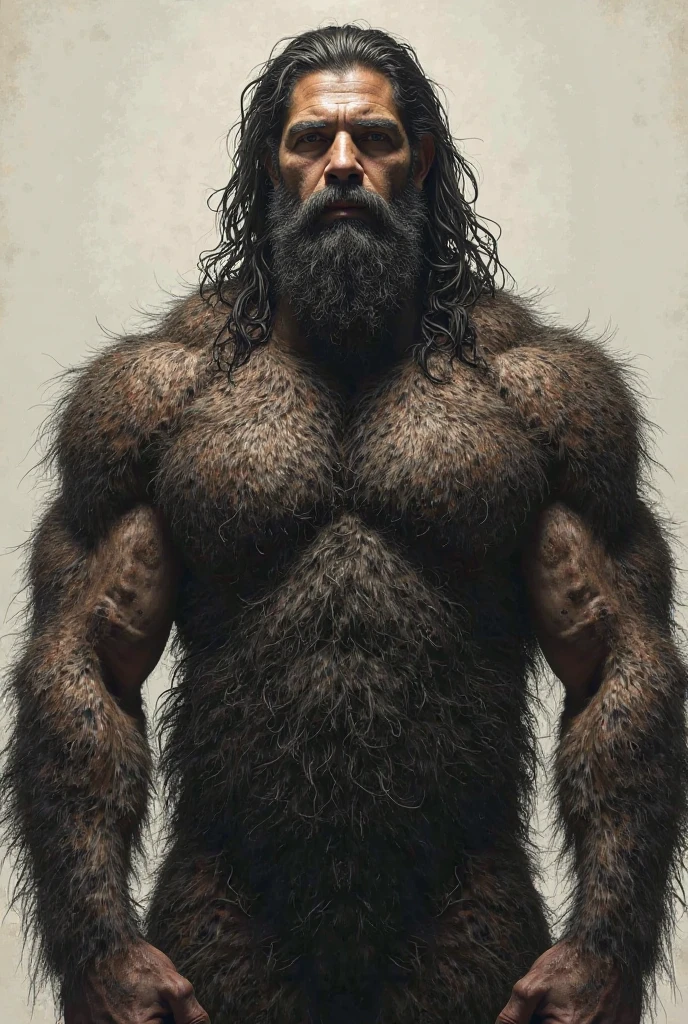 Strong hairy bearded Iranian man in front of mirror without clothes naked nude upper body showing hair, very hairy.