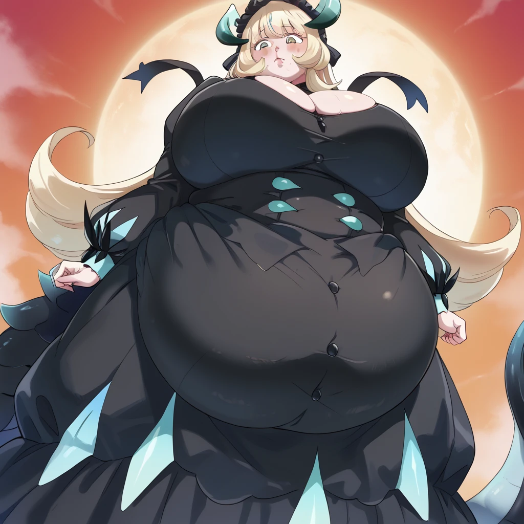 tlps, ninomae hair, ninomae tentacles, gigantic muscular body, huge breasts, 4 arms, full body.
