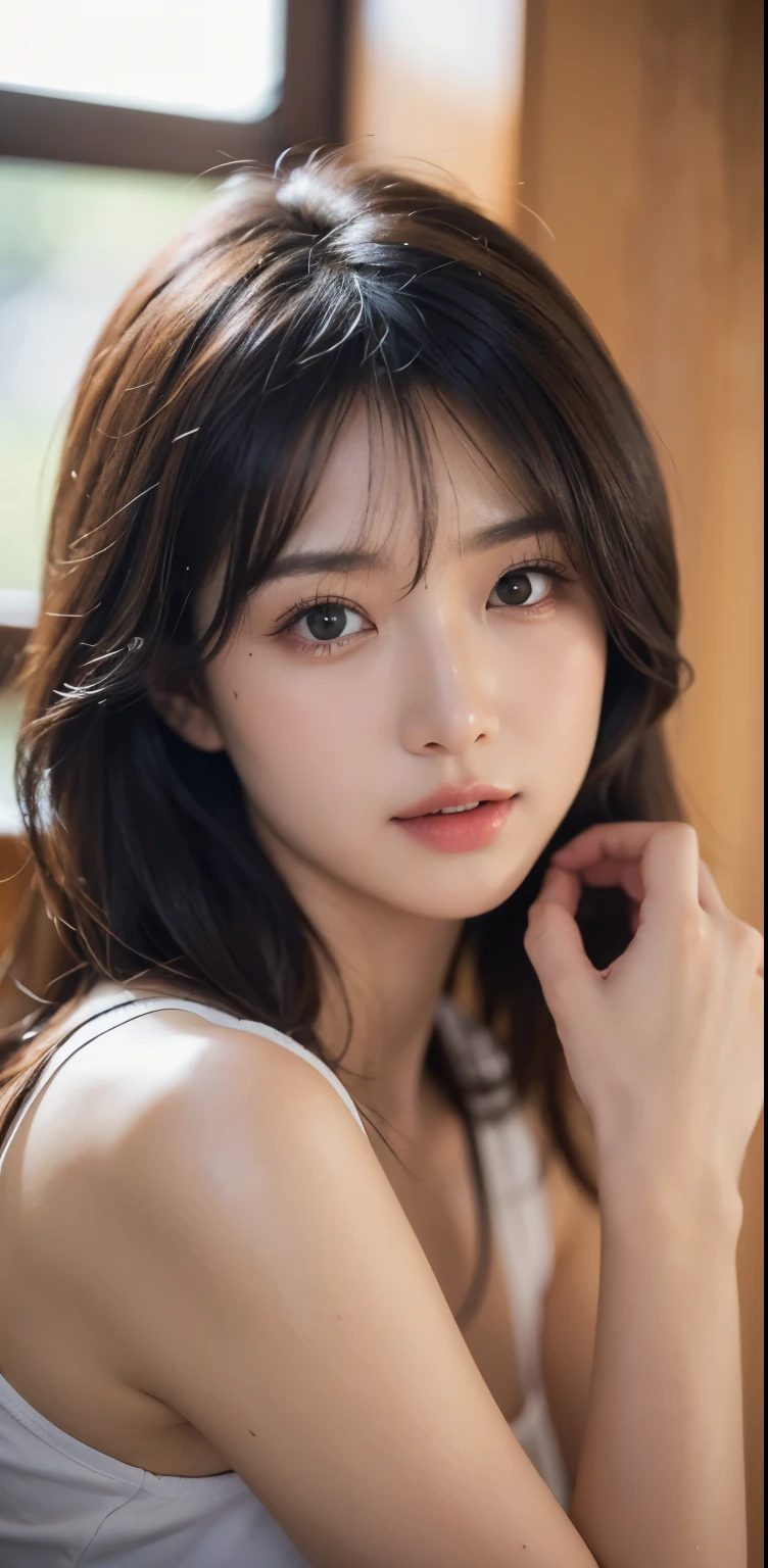 highest quality, masterpiece, Ultra-high resolution, (Realistic:1.4), RAW Photos, 32K Portrait, Very detailed, Cowboy Shot, Dynamic pose, One girl, 36 years old, The most famous Japanese idol、Japan&#39;s most popular cheerleader, Wearing only a yellow sleeveless cheerleader uniform, An innocent smile, View your viewers, Upturned buttocks, Very cute face, Stunningly beautiful big black eyes, Very beautiful hair, Very beautiful lips, Very beautiful skin, Very beautiful breasts, Very beautiful body, Very beautiful arms, Five perfect fingers, Very beautiful buttocks, Very beautiful thighs, Detailed face, Fine grain, Detailed Hair, Detailed lips, Detailed Skin, Detailed body, Detailed Weapons, Detailed five fingers, Detailed yellow sleeveless cheerleader uniform, Detailed hips, Thigh details