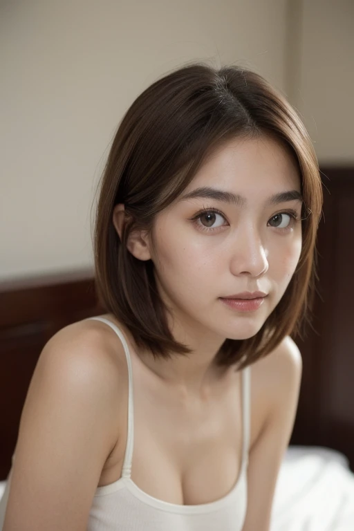 Karakter perempuan berkulit sawo matang, rambut coklat, mata unggu, baju aesthetic dan kuga karakter pazu