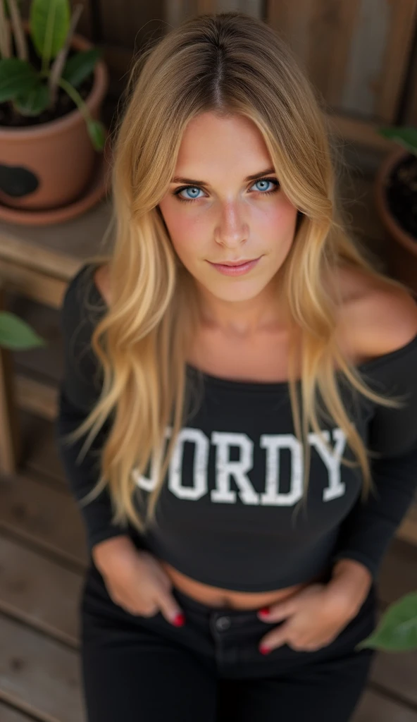 photo of beautiful (young ren0c0nn0r-135:0.99), a woman with perfect long hair, wearing French Blue (Graphic Tee, Wide-leg Capris:1.1), (plain black background:1.1), modelshoot style, (closeup portrait), (extremely detailed CG unity 8k wallpaper), professional majestic photography, (Leica M6 Camera), 24mm, exposure blend, hdr, faded, extremely intricate, High (Detail:1.1), Sharp focus, dramatic, soft cinematic light, (looking at viewer), (detailed pupils), 4k textures, elegant, ((((cinematic look)))), soothing tones, insane details, hyperdetailed, low contrast