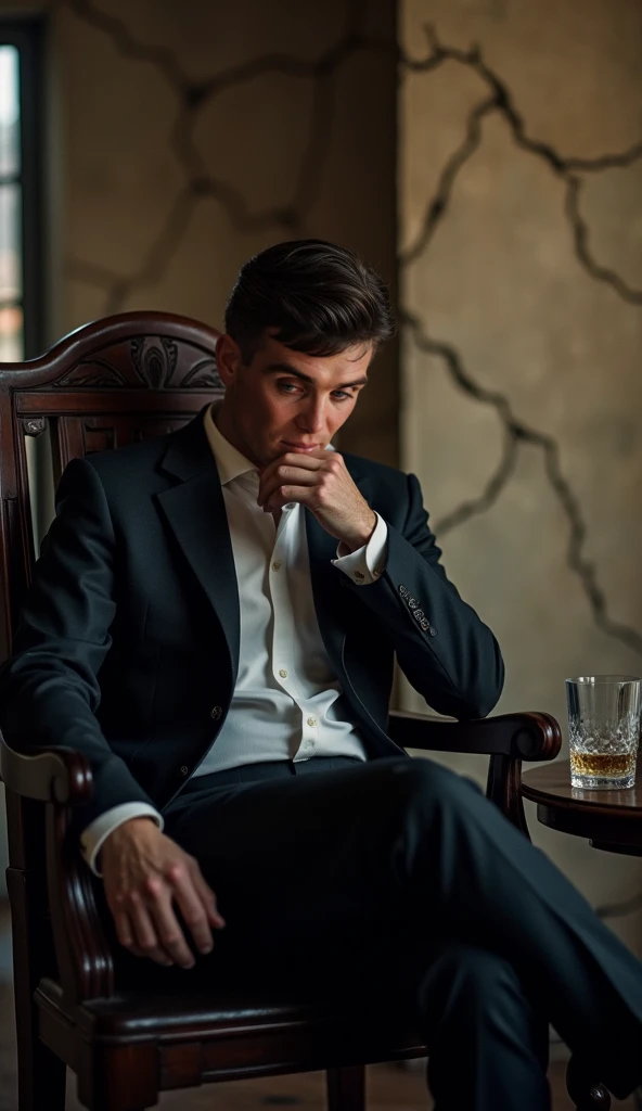 a young man sits at a glass table and drinks some liquid, in the style of john walker, timeless artistry, cody ellingham, movie still, hugh kretschmer, deconstructed tailoring, use of traditional techniques