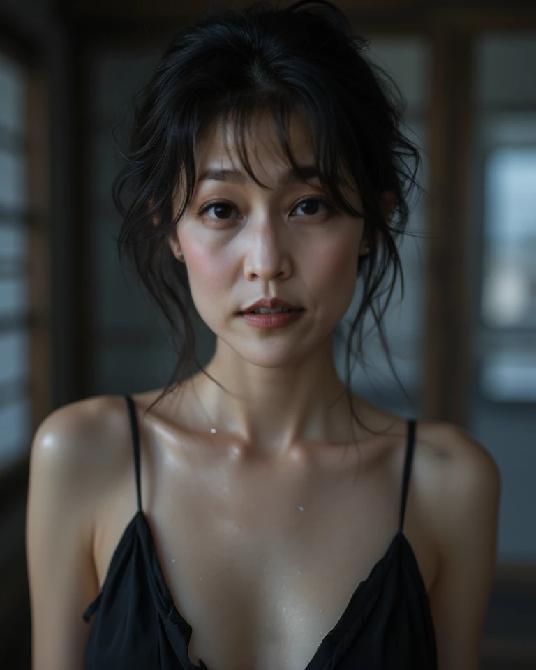 (8k、RAW Photos、Highest quality、masterpiece:1.2、Perfect Anatomy)、(Realistic、Realistic)、1 female、Japanese women、(((Black Hair、short hair、49 years old、Mature Woman、Mother、Incest、Mother-息子 Incest、Obscene)))、((lingerie、Huge breasts、View from the front))