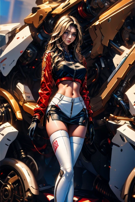 Woman body defined thick thighs cybernetic body parts , short underwear, peitos grandes, vista de baixo para cima, starsky, comet passing in the sky