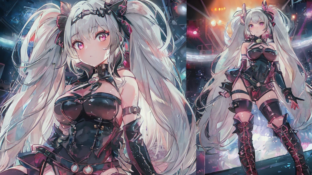 (Photorealistic:1.8、highest quality:1.8、8KMasterpiece:1.8、High resolution、Masterpiece:1.8、RAW Photos、Cinematic Lighting)、No split screen、back alley of the city、(Fighting Android Girl 1:1.3)、Completely naked、choker、Shark themed helmet、Chest tattoo、Groin tattoo、Body painting with pop designs all over the body、Knee-high boots、Pop design decoration、Beautiful buttocks、Beautiful thighs、nipples protruding from clothes,、Nipples visible through clothes、Plump nipples、Cameltoe、Two-stock、180 degree split、Lying down、Raise your hips、A rich expression、fun、Embarrassing、(Happy Ahe face)、Fearless smile、Pleading gaze、(Beautiful, shining crimson、green、red、black、white、Silver Hair:1.5)、Shining green eyes