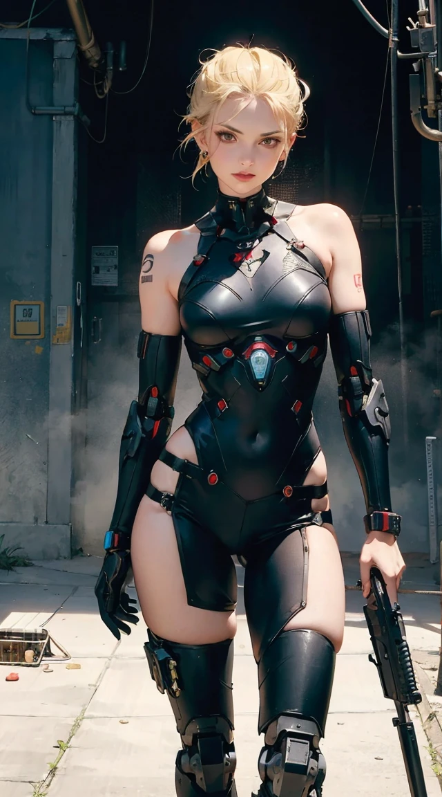 extremely detailed CG Unity 16K wallpaper, (raw photography, realistic:1.2), (professional photo, photorealistic:1.3), cinematic lighting, depth of filed, sharp focus, (cyberpunk:1.4), ultra high res, (perfect anatomy:1.5), realistic skin texture, intricately detailed face, 1 girl, ((female soldier:1.1)), ((partially mechanized body:1.3)), solo, (from front view:1.5), cowboy shot, looking at viewer, short hair, black hair, fairly detailed skin, oil, tan, bright eyes, dark eyes, highly detailed nose and lips, expressionless, ((holding 1 large baster rifle and firing the rifle against enemy position:1.4)), ((camouflaged:1.5)), (((armored body, partially mechanized body:1.1))), ((slender, medium breast:1.3)), (((outdoor, evening, futuristic city, destroyed buildings, ruins:1.3)))
