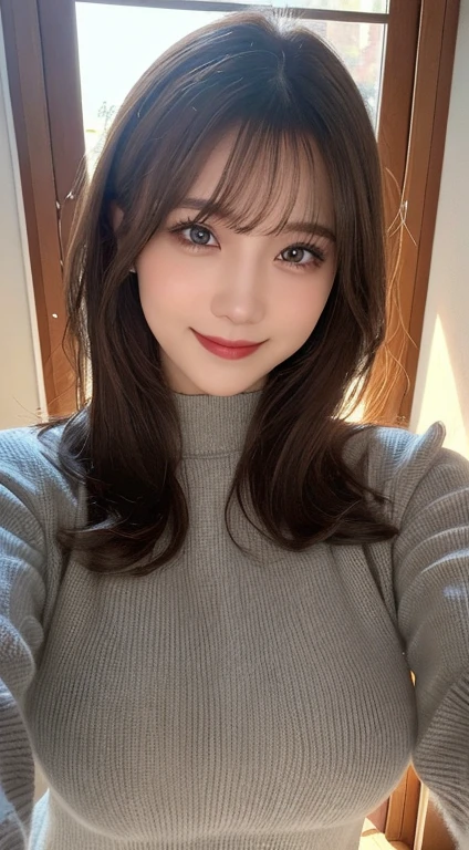 masutepiece, Best Quality, Illustration, Ultra-detailed, finely detail, hight resolution, 8K Wallpaper, Perfect dynamic composition, Beautiful detailed eyes, fluffy winter clothes,straight haired,small tits、Natural Color Lip, Bold sexy poses,Smile,luxury house room、20 years girl、Cute、Sexy shot looking at camera,Ultra-realistic raw photos,Night outside