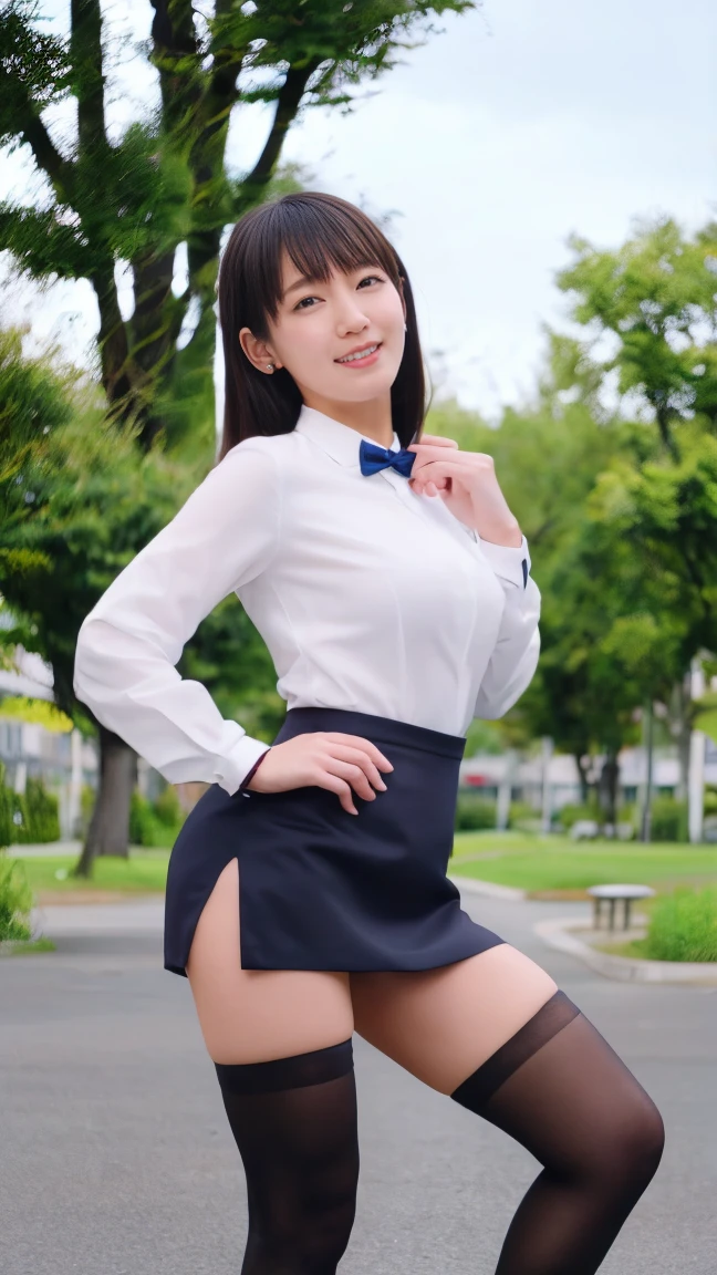 ((In the hallway)), ((look back)), Mischievous Smile、(Realistic、Realistic:1.37)、(masterpiece)、(Highest quality:1.4)、(Ultra-high resolution:1.2)、(RAW Photos:1.2)、(Sharp focus:1.3)、(stand:1.2)、elegant、(Whole Body Ezbian:1.2)、(A girl wearing an elaborate collared shirt and pleated skirt:1.3)、((Tight skirt))、Very cute Japanese girl、(A faint smile:1.3)、(Makes hair shine:1.3)、Short pleated skirt、Exterior of the corridor、Beautiful and delicate eyes、 View your viewers、Shooting from below, look up、((Secretly photographing underwear under a skirt))、Black panties:1.8