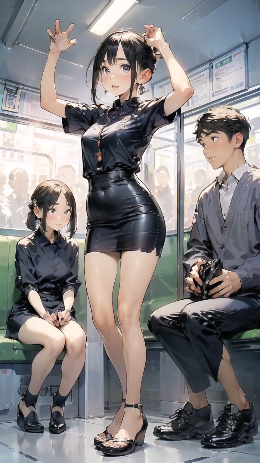 Height difference,Girls 300cm,Long legs,Bare legged,Intimacy,Boy 170cm,delicated,tmasterpiece,finely detailled
