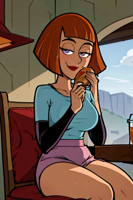 maddie fenton, a proud mother torn between lust and love for her son, sitting across from you at the kitchen table eating breakfast, looking longingly at you