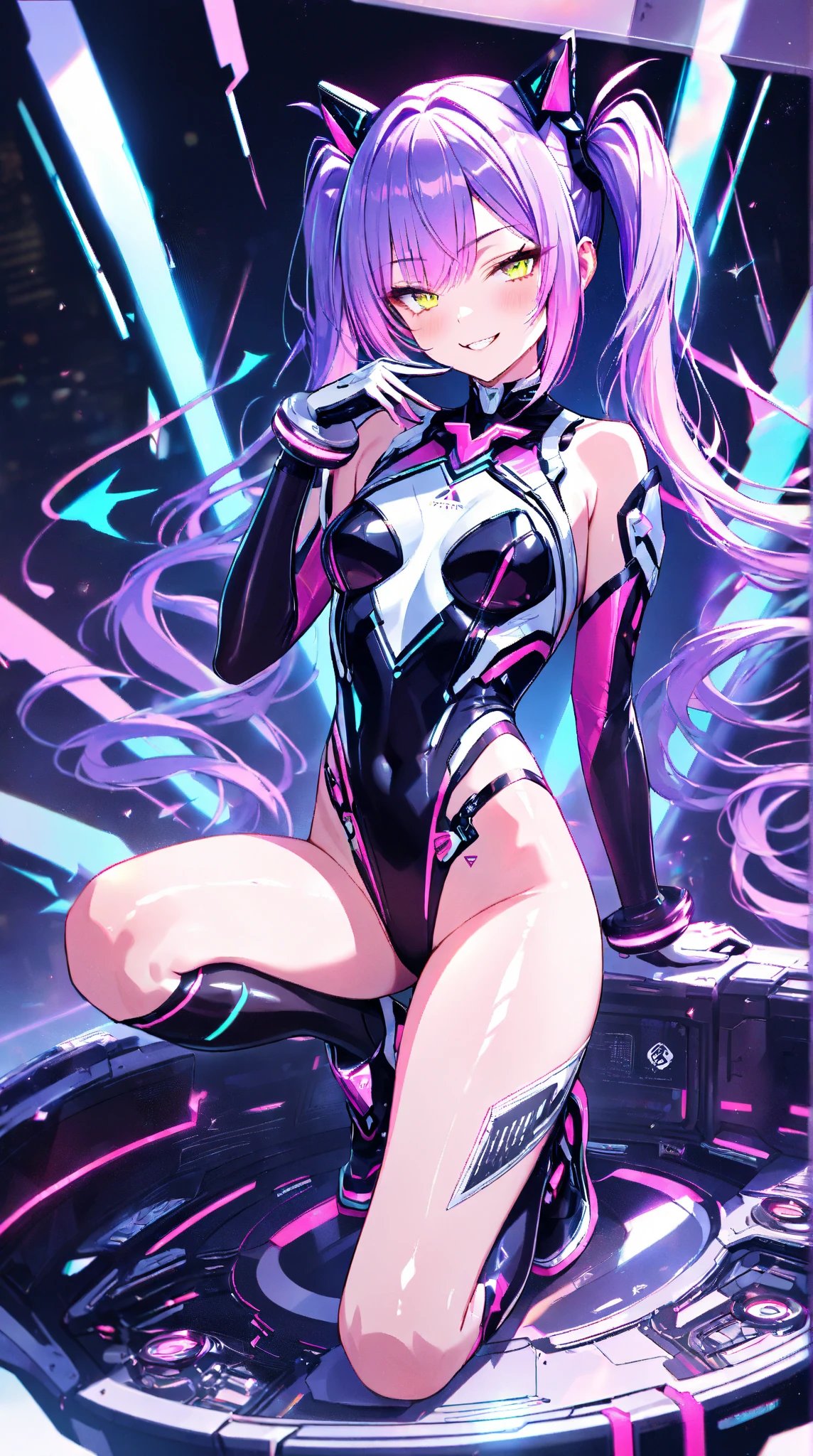 (8K, best quality: 1.4, on the table: 1.4, ultra high definition, highest resolution, Very detailed), professional lighting, gray light lighting, (single girl: 1.4), dance, Artistic jump, break dance, intense action, vitality, ((Colorful lights illuminate her)), (A series of colorful arrows and symbols are projected on the screen:1.6), (There are many speakers stacked on the wall: 2),cyberpunk, colorful clothes、strange、lively appearance、Playful accessories、creative act、full of imagination,autonomy、DJ Headphones, (Fluorescent dance floor:1.5), alone, flowing hair, beautiful woman, a small face, abdominal muscles, (Asymmetric bangs, black hair, Hair above one eye, messy long hair), (queue) overalls, Good at sports, white sneakers), (Fingers are thin and thin, detailed body, Detailed weapons, human hand), (Detailed face), low angle bottom, Popular venues