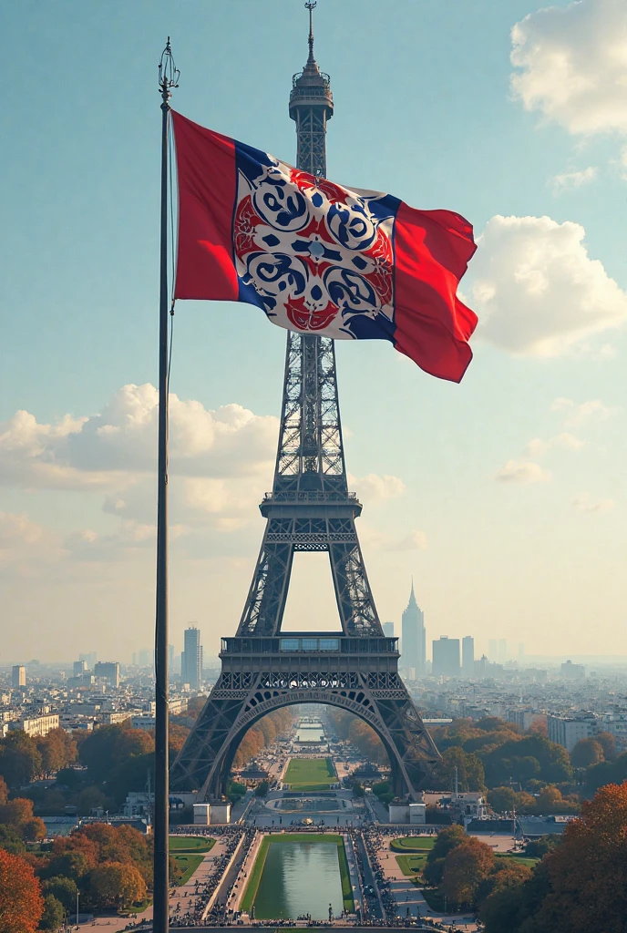 A Turkish flag on Eiffel tower