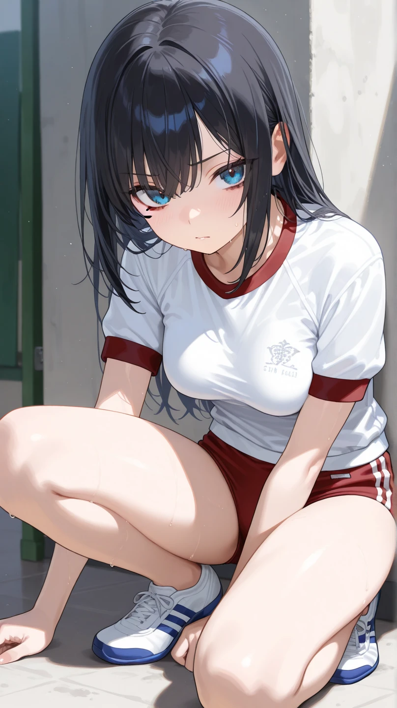 physical education、Gymnastics、Gym suit、School、In the classroom、Sitting in a chair、Nipples、Girl、Girl、Short、Younger、Lower school year、Baby Face、flat chest、Dynamic Angle、masterpiece、best quality、ultra-detail、Great Khan、The air conditioner is broken、Summer sunshine、Spreading legs、Looks hot、Raise one leg、The desks are lined up、corridor、window、Seems like a hassle、Complaining、There are several classmates behind me.、Untidy appearance、Her chest is exposed、Wide Stride、Fan、With his mouth open sloppily