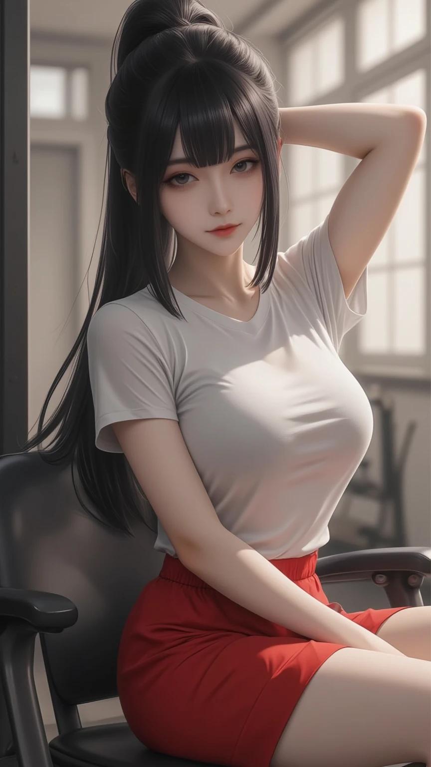 street, Single ponytail, insult, High Ponytail, tall and big, Long legs, (Sleeveless lace shirt), (shorts), (Striped stockings)), ((Striped )), Walk, elegant, dignified, Feminization, Beautiful curves, sweet smile, Strong sense of detail and layering, color丰富绚丽, Has a unique texture, rich and colorful, color, vivid, Design Art, 16K, Very detailed, {{illustration}}, {Extremely refined}, {Delicate finish}, Very detailed, Delicate and shining eyes, {{light}}, 极端light效果, Model: realism, CFG scale: 12, Lola: Bright texture (1.35), high quality, masterpiece, Exquisite facial features, Delicate hair depiction, Delicate eye depiction, masterpiece, best quality, Ray Tracing, Extremely detailed CG unified 8k wallpaper, masterpiece, best quality, (1 girl), Perfect female body, (((Skinny white T-shirt))), beautiful eyes, (Delicate face), Black short hair, Tie your hair up, Light blue hairpin, Black silk frame glasses, In class, (White skin), (Optimal lighting), (Super intricate details), 4k unity, (Very detailed CG), Showing off her white legs, , Hot Pants, shorts, Prop up your limbs on the ground。