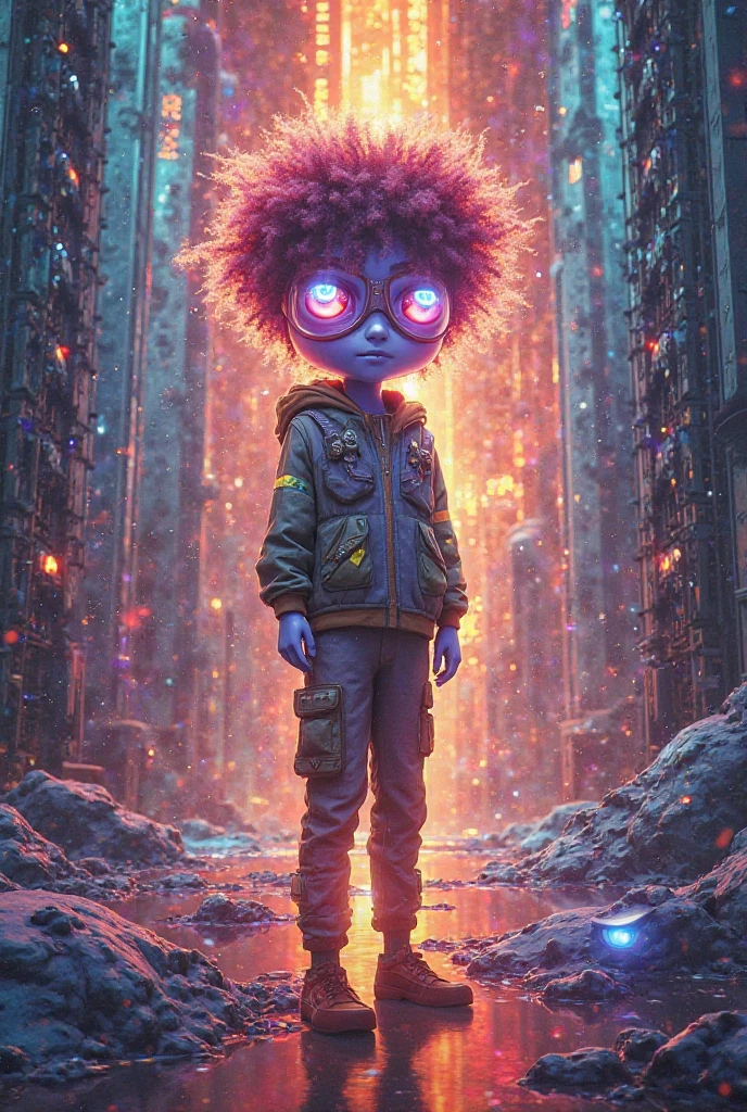 Angry black haired boy with purple aura