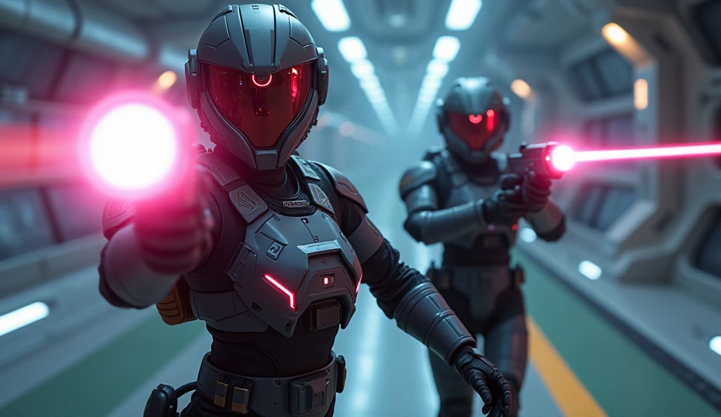 futuristic super soldiers dystopian art holding guns black amour